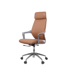 Comfortable high back leather manager office chair Brown