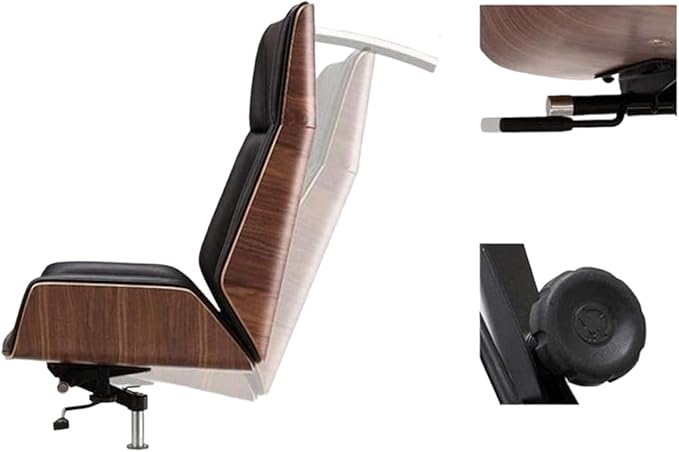 Multifunctional Swivel Office Chair with High Back in Black Leather for Home and Office