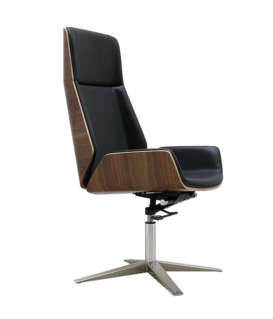 Multifunctional Swivel Office Chair with High Back in Black Leather for Home and Office