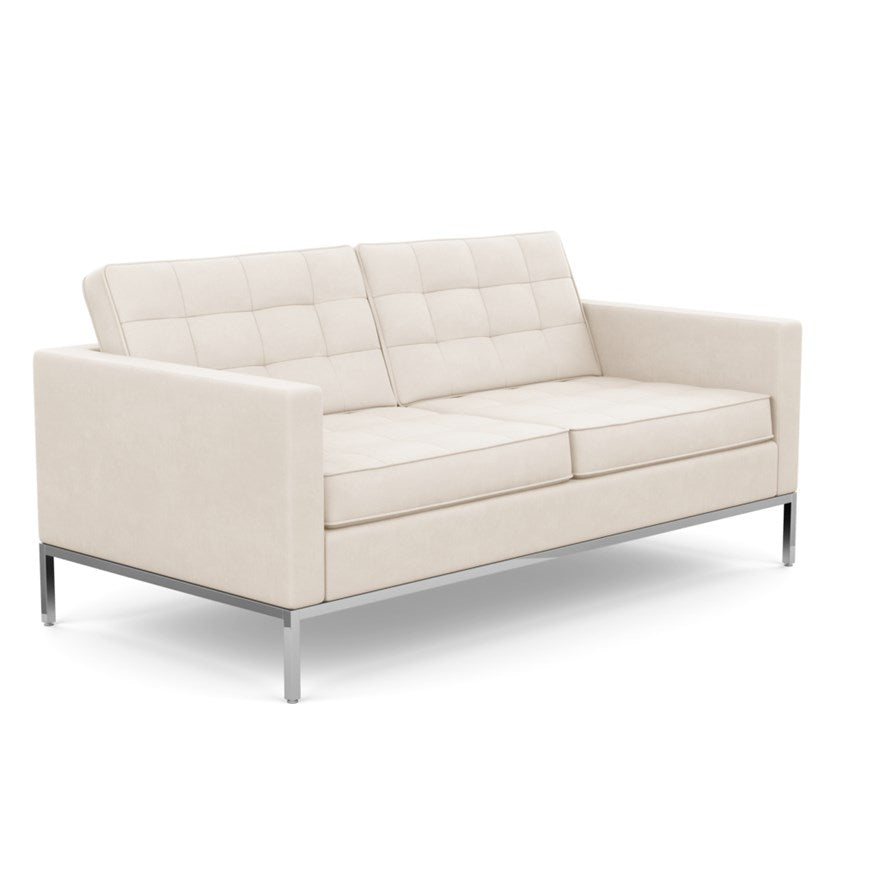 Two-seater leather waiting sofa
