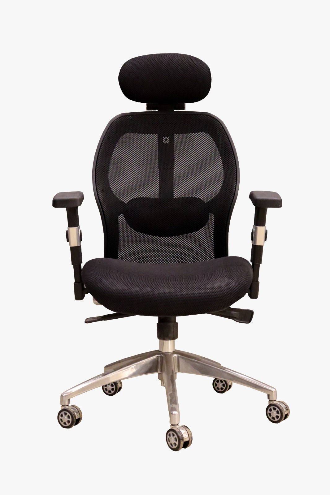 Medical Office Chair, Metal Base/Headrest for Neck and Lumbar Support/Swivel Chair (Black)