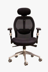 Medical Office Chair, Metal Base/Headrest for Neck and Lumbar Support/Swivel Chair (Black)