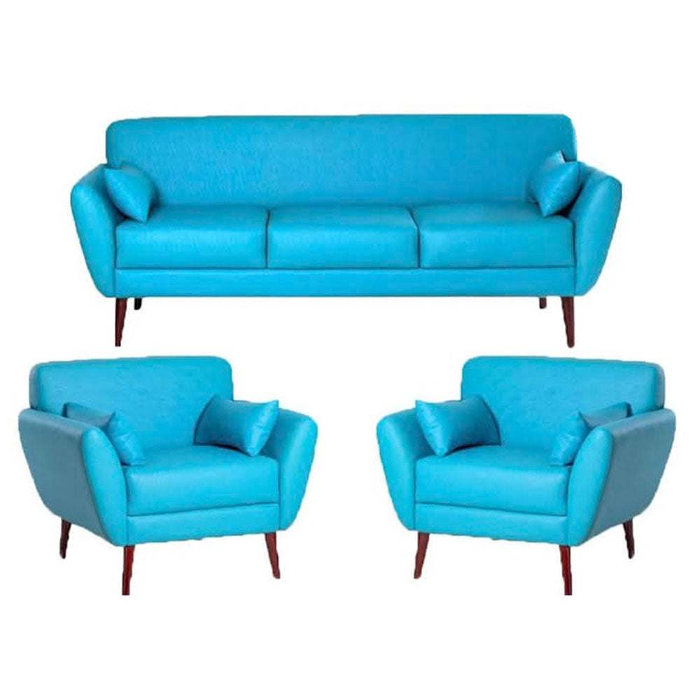 Blue leather living room set