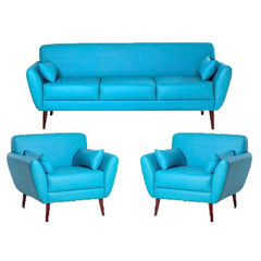 Blue leather living room set