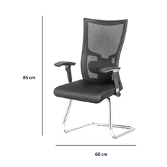 Mesh upholstered waiting chair - Model GL 118 C - Movable handles - C-shaped base