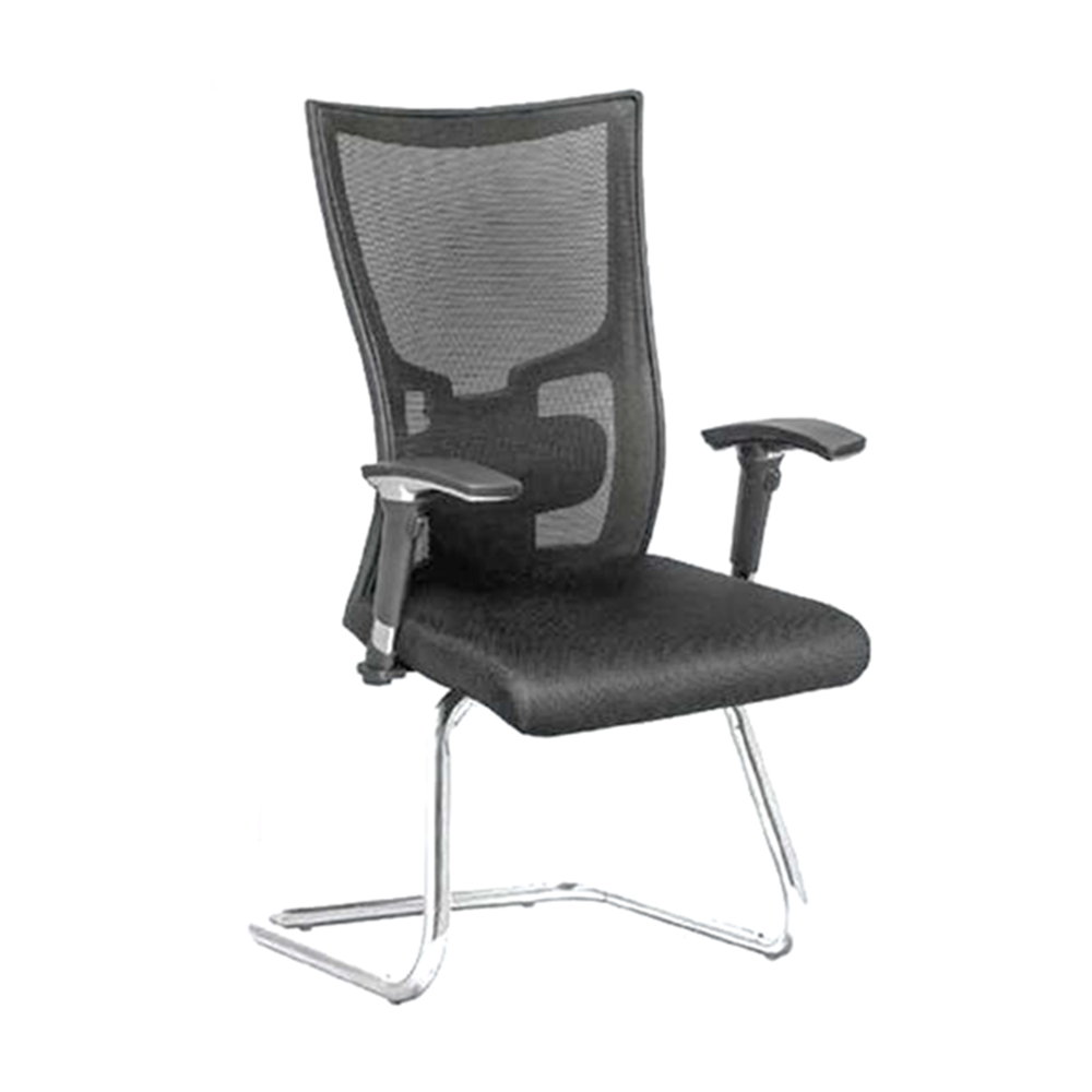 Mesh upholstered waiting chair - Model GL 118 C - Movable handles - C-shaped base