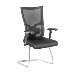 Mesh upholstered waiting chair - Model GL 118 C - Movable handles - C-shaped base