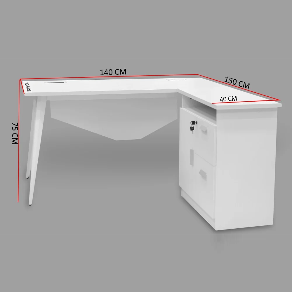 Modern white desk, 140 cm, HY-FN-03D