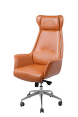 Comfortable high back manager office chair in brown leather