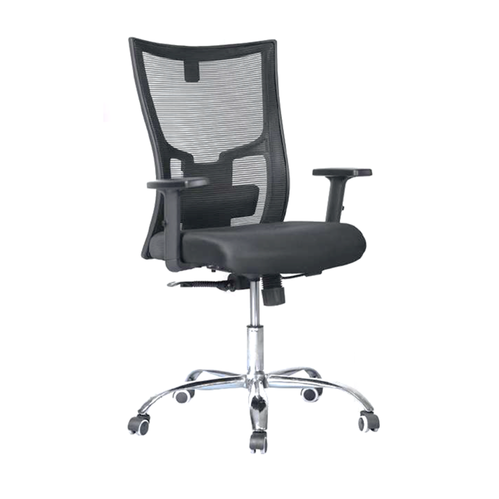 Mesh mid-back chair - Model GL 118 B - movable handles - metal star