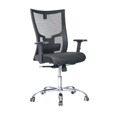 Mesh mid-back chair - Model GL 118 B - movable handles - metal star