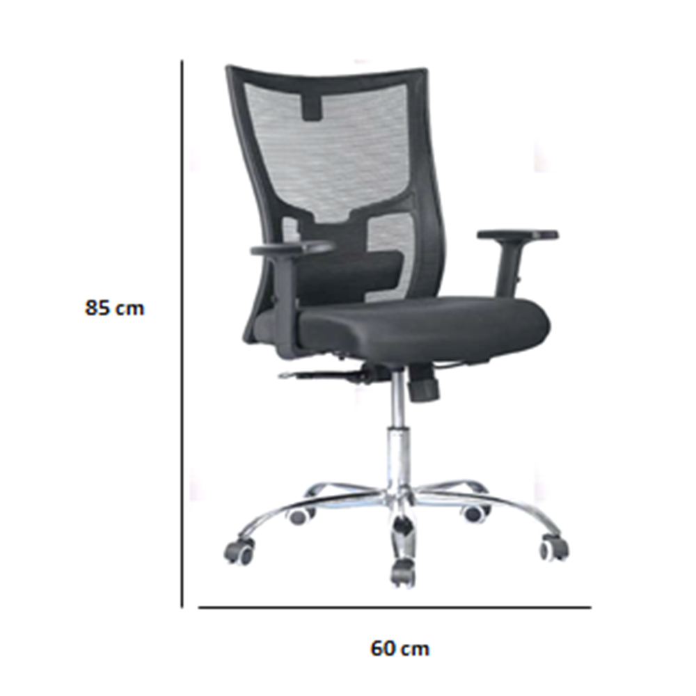 Mesh mid-back chair - Model GL 118 B - movable handles - metal star