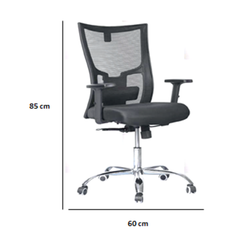 Mesh mid-back chair - Model GL 118 B - movable handles - metal star