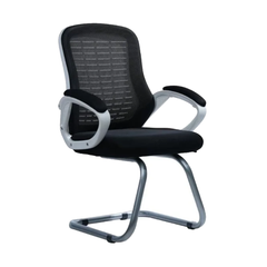 White medical mesh waiting chair with upholstered armrests and padded armrests